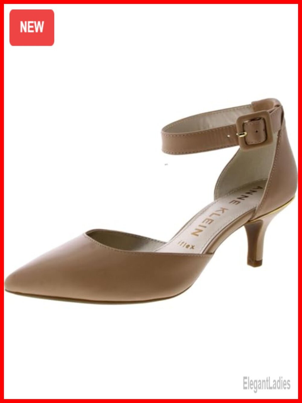 Anne Klein Fabulist Pointed Toe Kitten Heel Pump with Ankle Strap